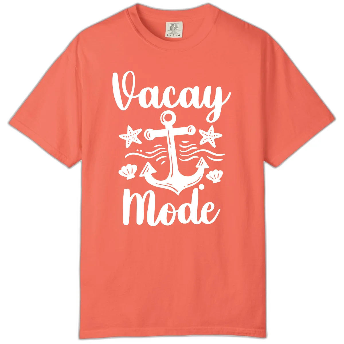 Vacay Mode Anchor Comfort Color Tee in Bright Salmon