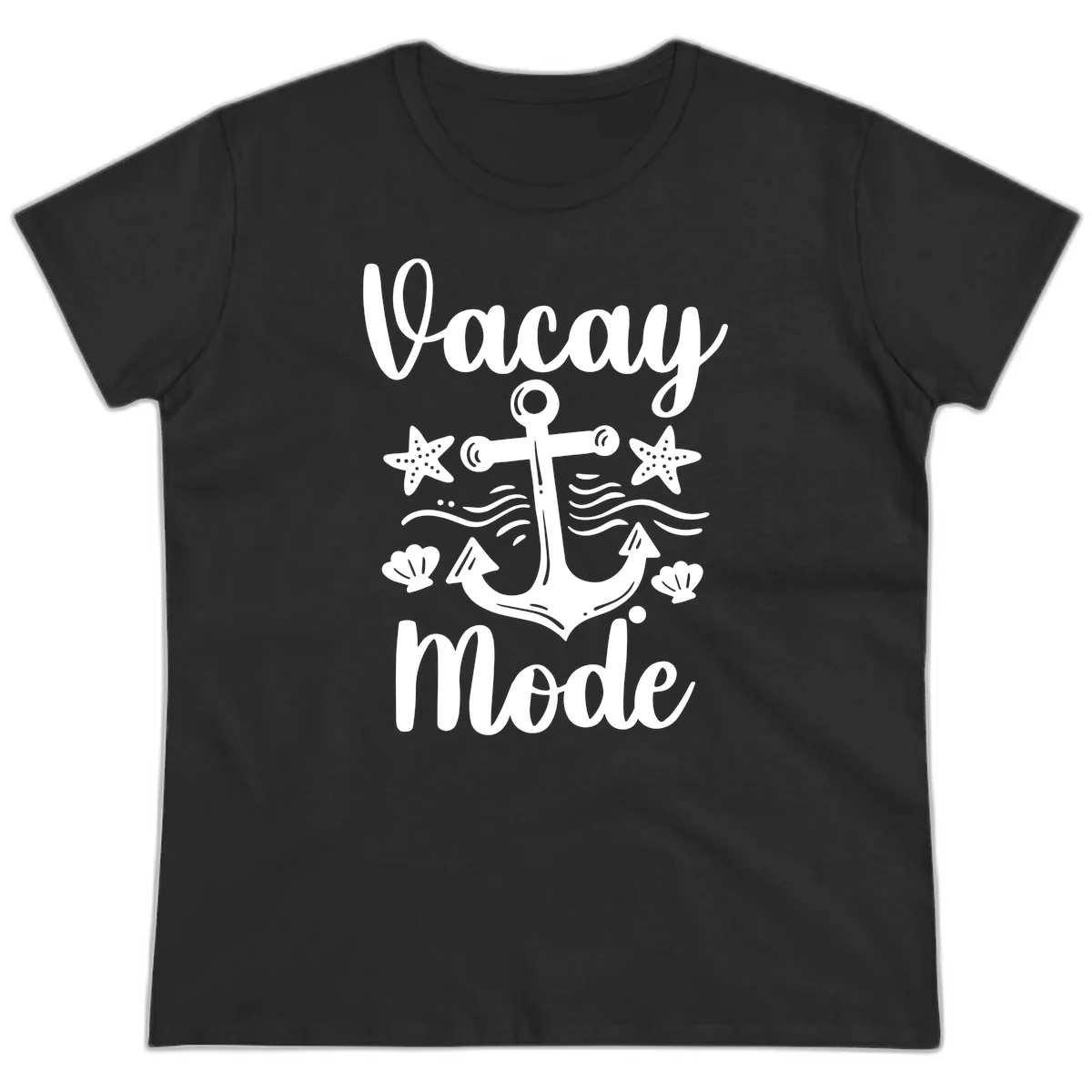 Vacay Mode Anchor Ladies Tee in Black
