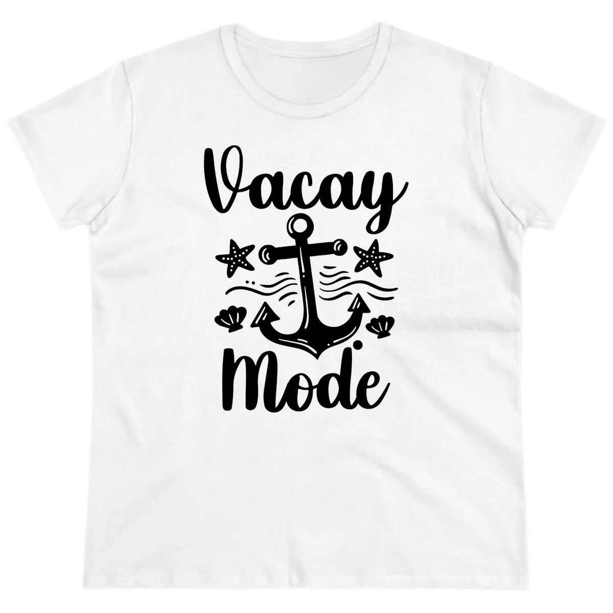 Vacay Mode Anchor Ladies Tee in White