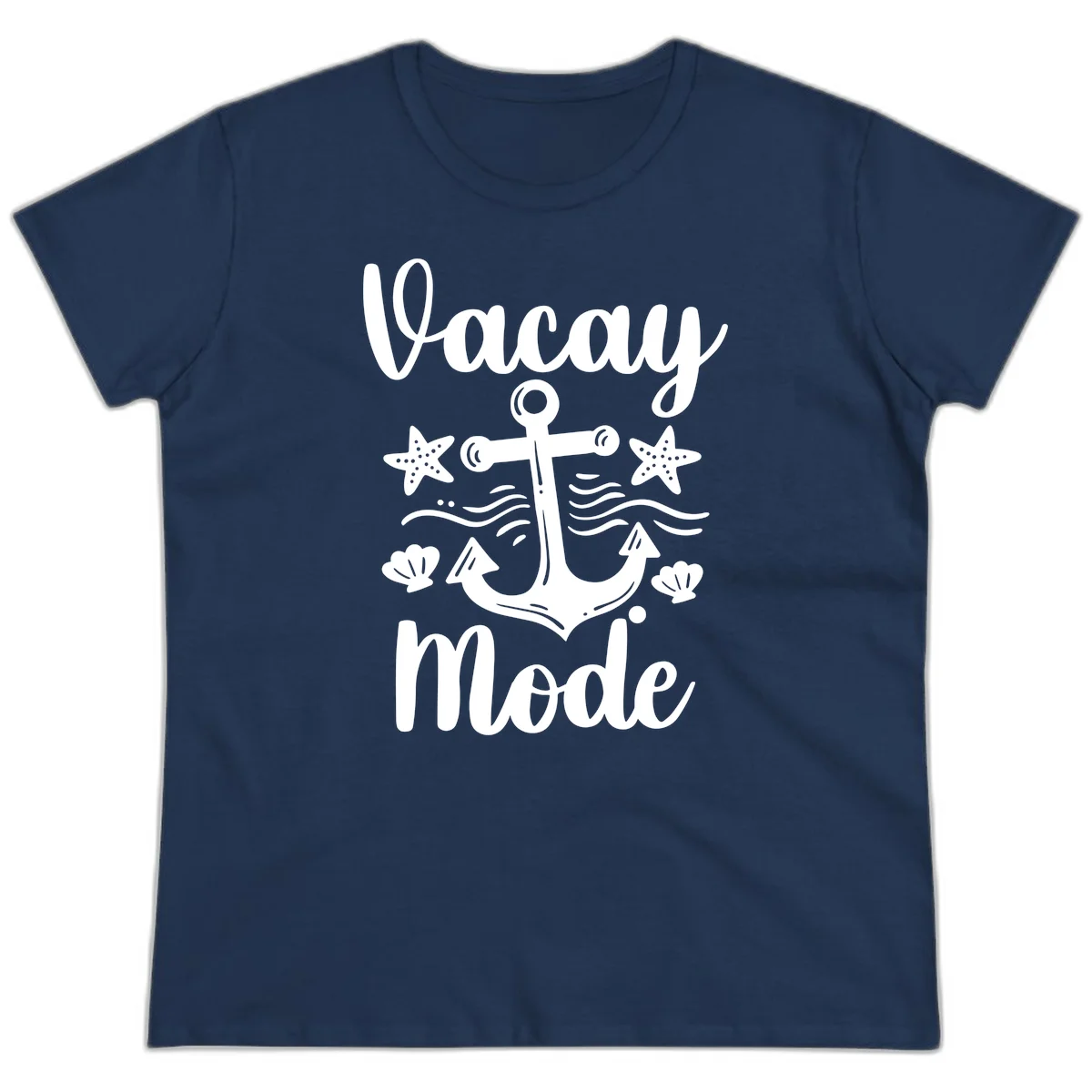 Vacay Mode Anchor Ladies Tee in Navy