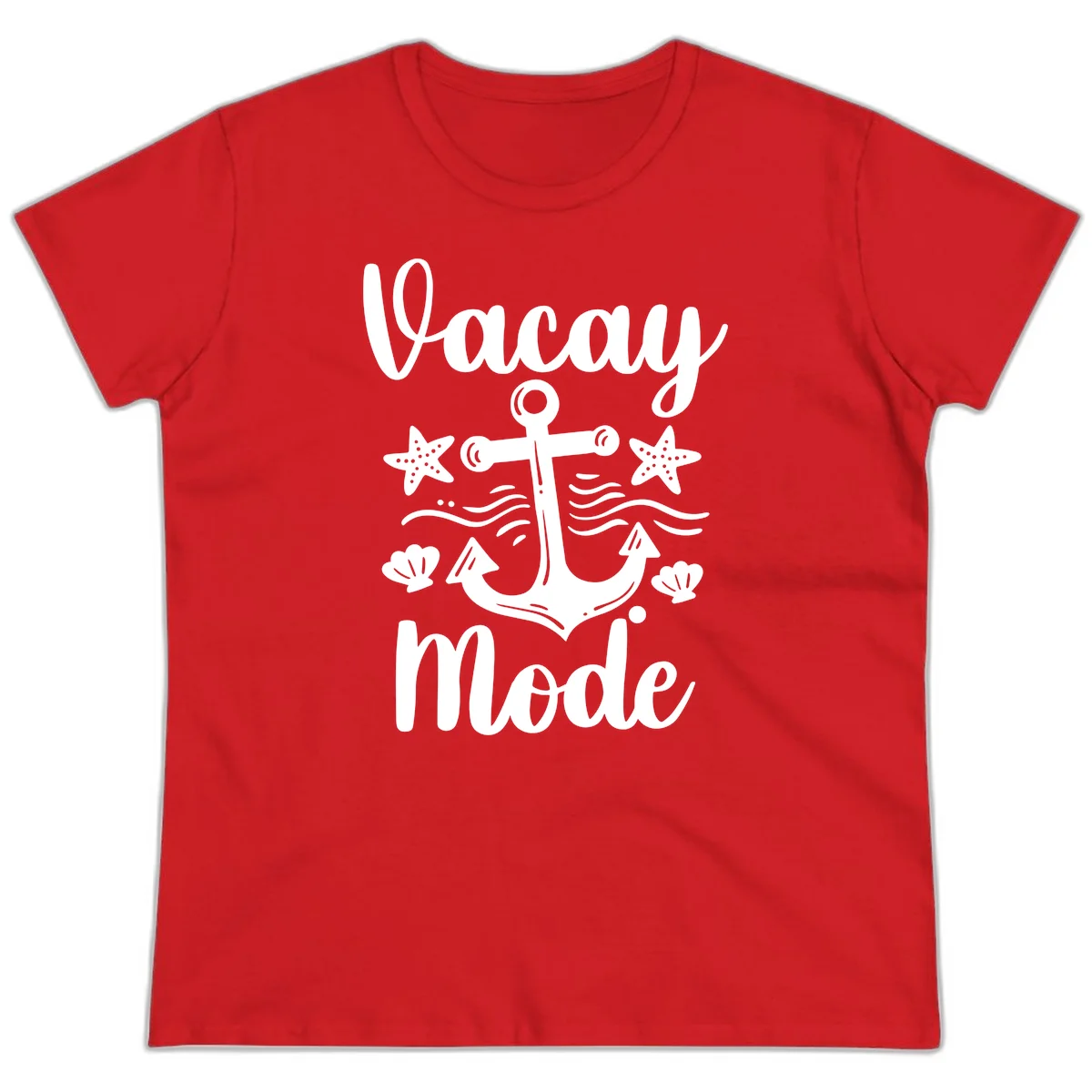 Vacay Mode Anchor Ladies Tee in Red