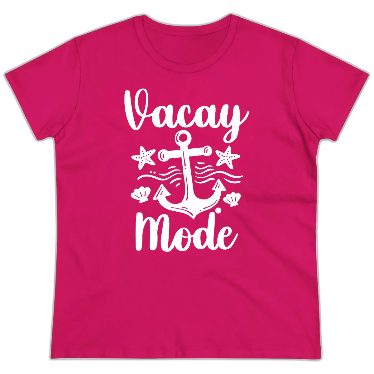 Vacay Mode Anchor Ladies Tee in Heliconia