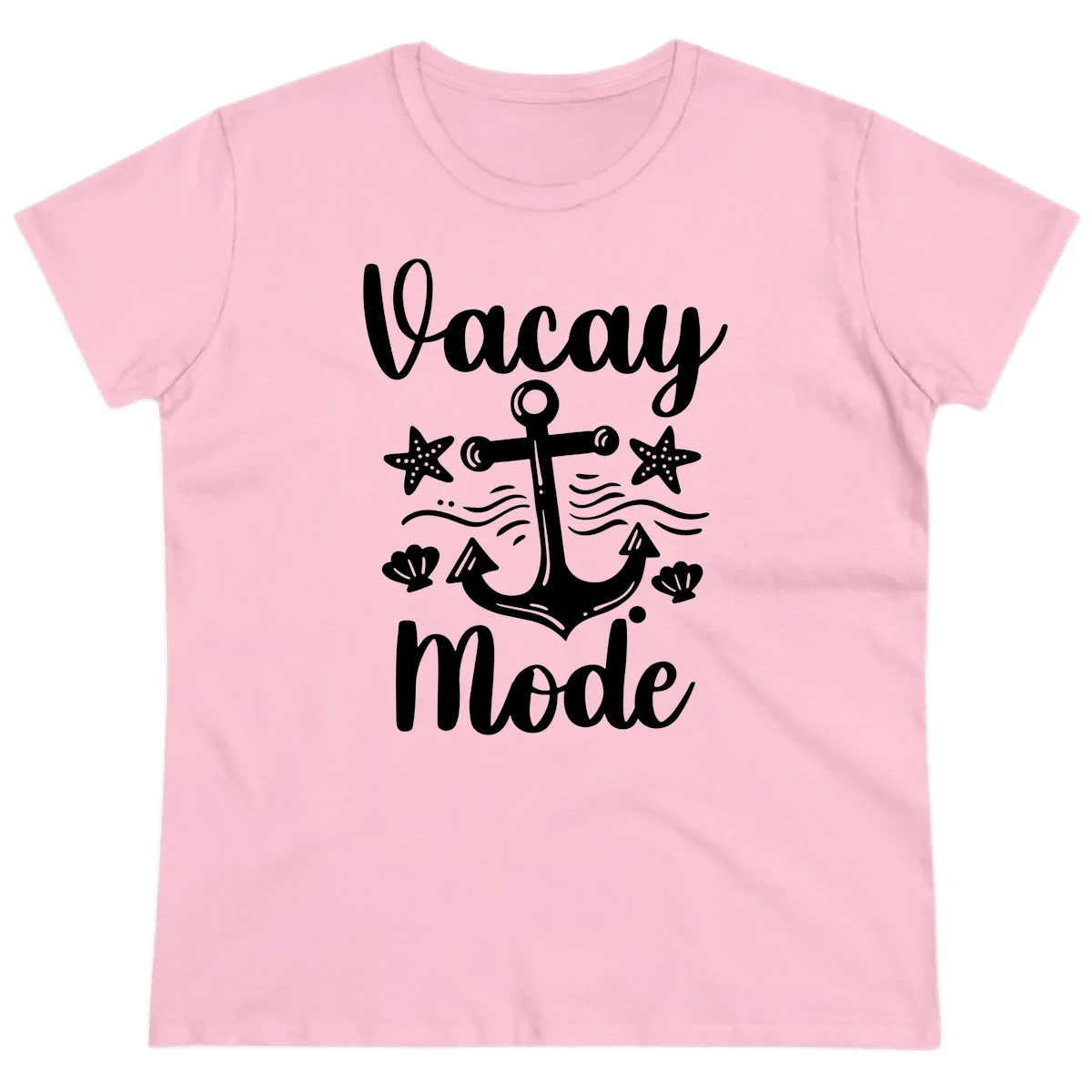 Vacay Mode Anchor Ladies Tee in Light Pink