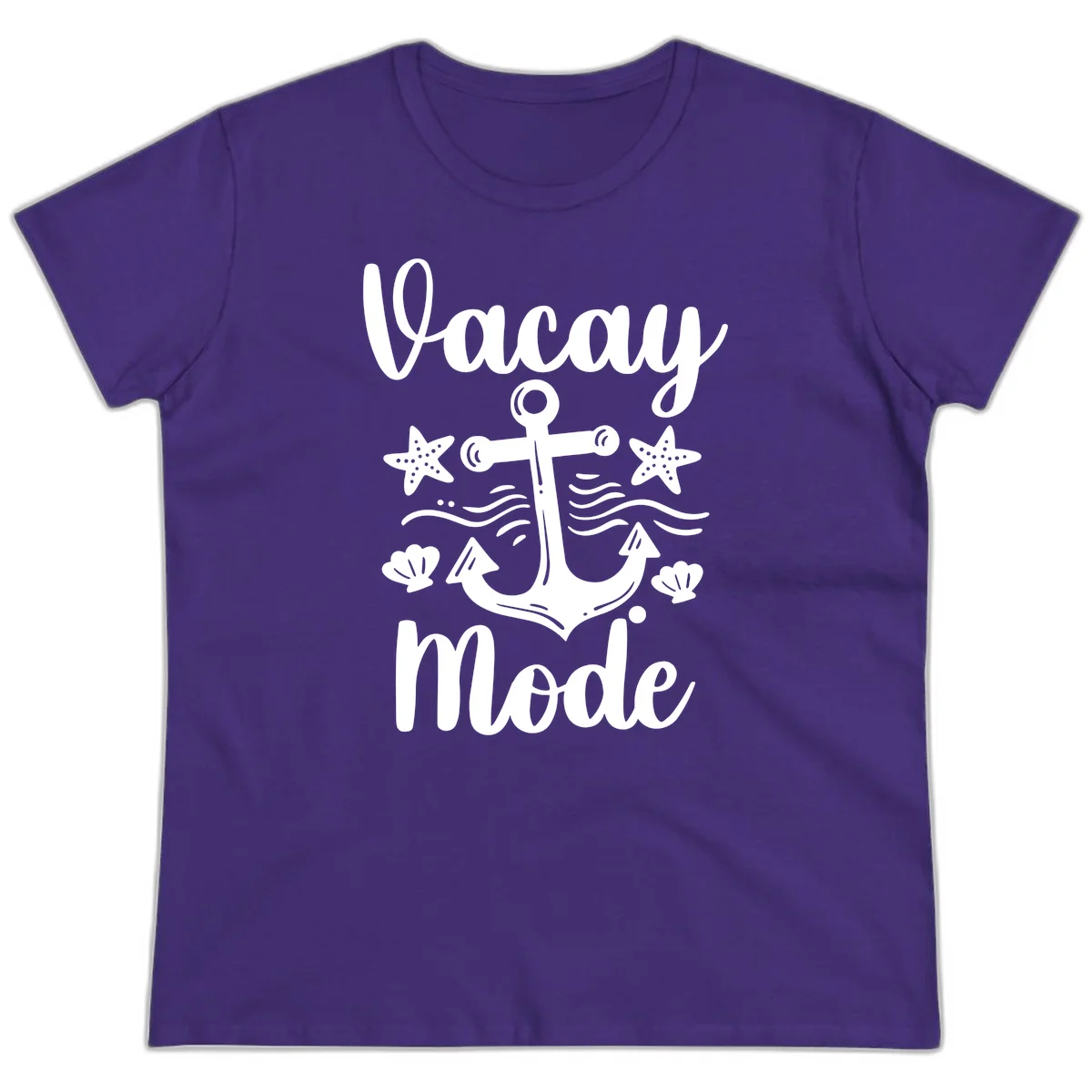 Vacay Mode Anchor Ladies Tee in Purple