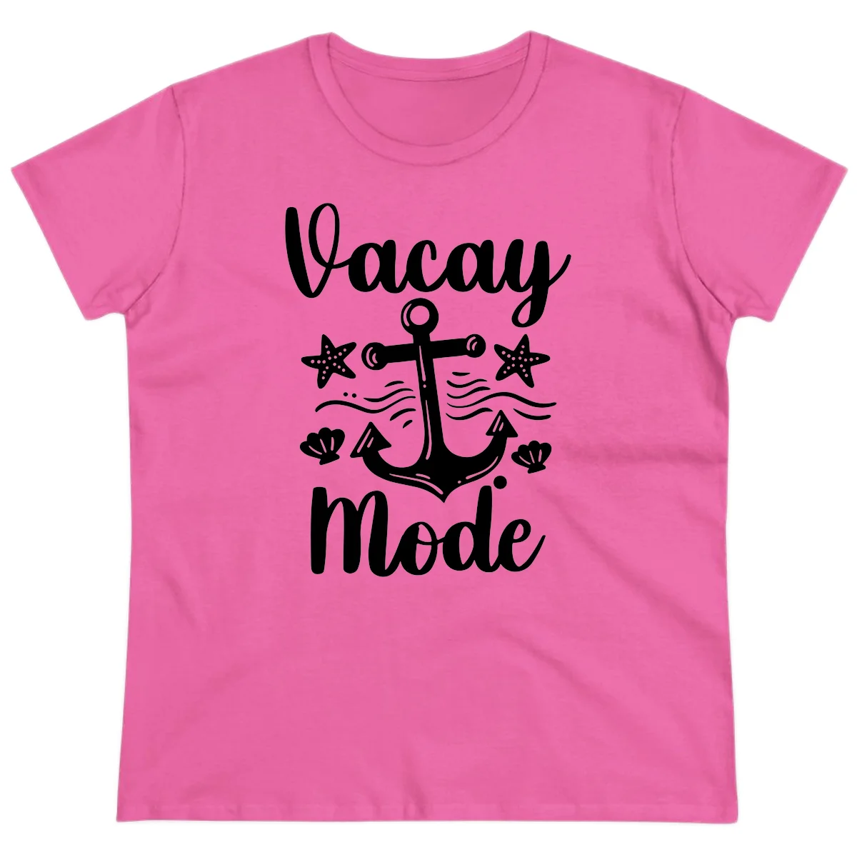 Vacay Mode Anchor Ladies Tee in Azalea