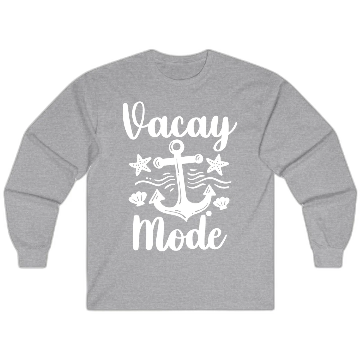 Vacay Mode Anchor Long Sleeve Tee in Sport Grey