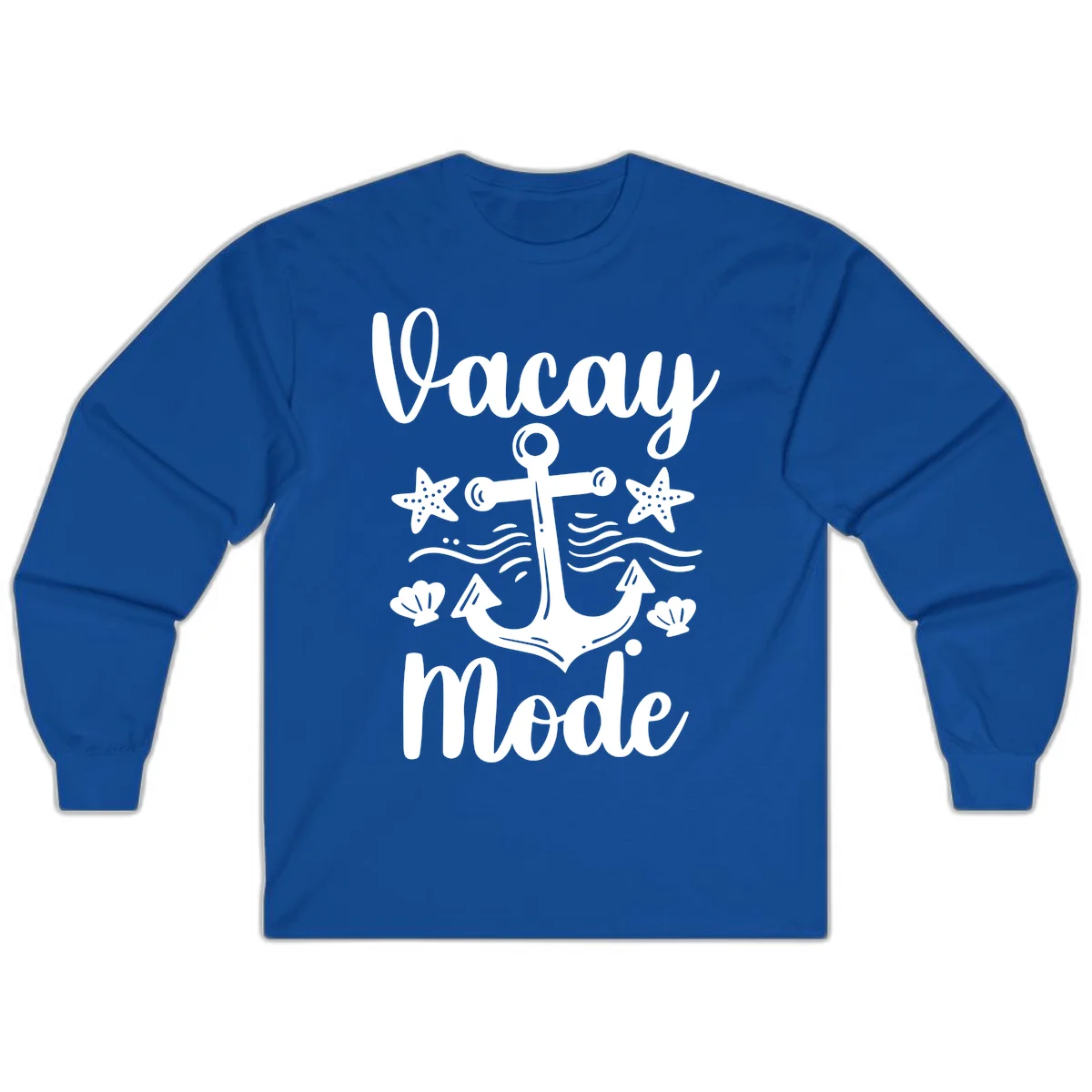 Vacay Mode Anchor Long Sleeve Tee in Royal