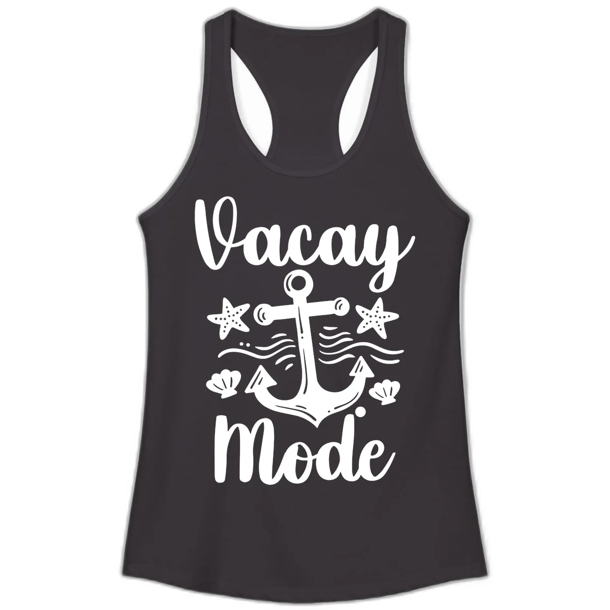 Vacay Mode Anchor Ladies Tank Top in Black