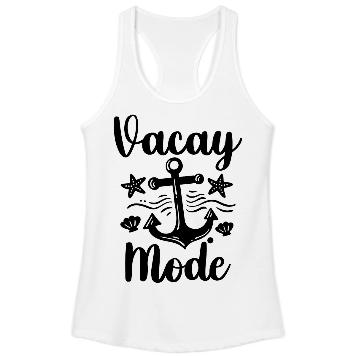 Vacay Mode Anchor Ladies Tank Top in White