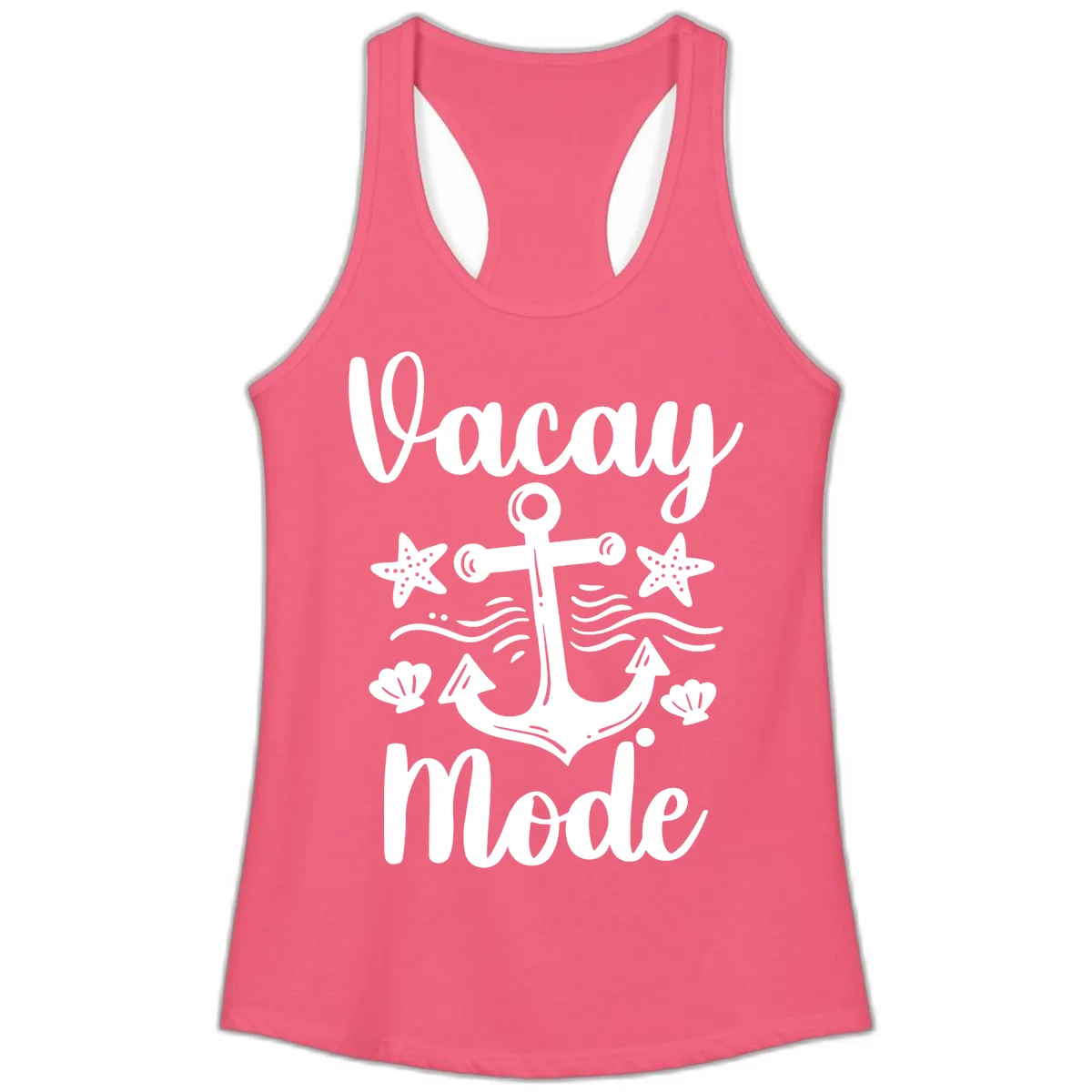 Vacay Mode Anchor Ladies Tank Top in Hot Pink