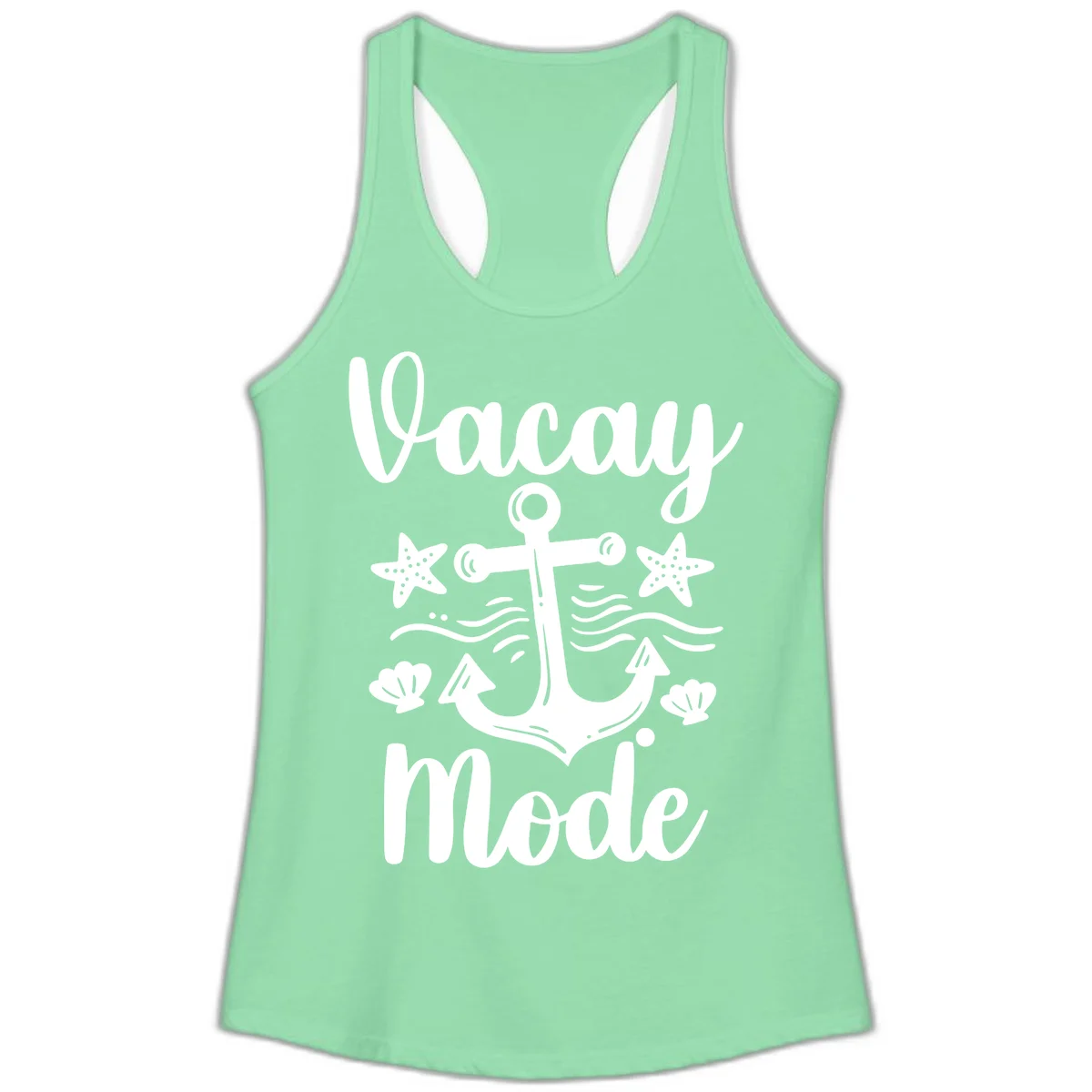 Vacay Mode Anchor Ladies Tank Top in Solid Mint