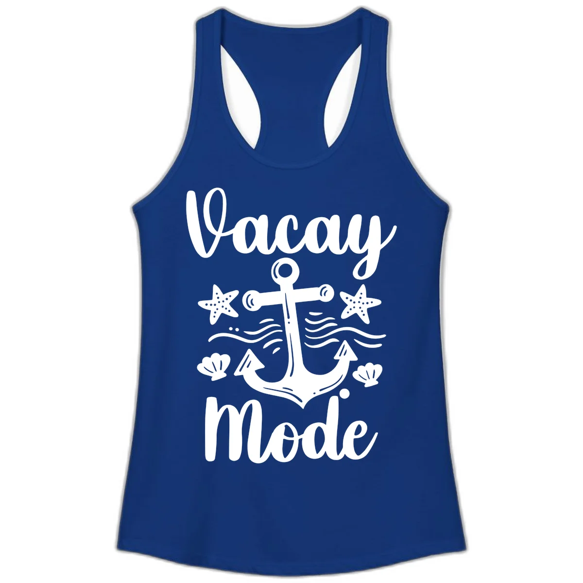 Vacay Mode Anchor Ladies Tank Top in Solid Royal