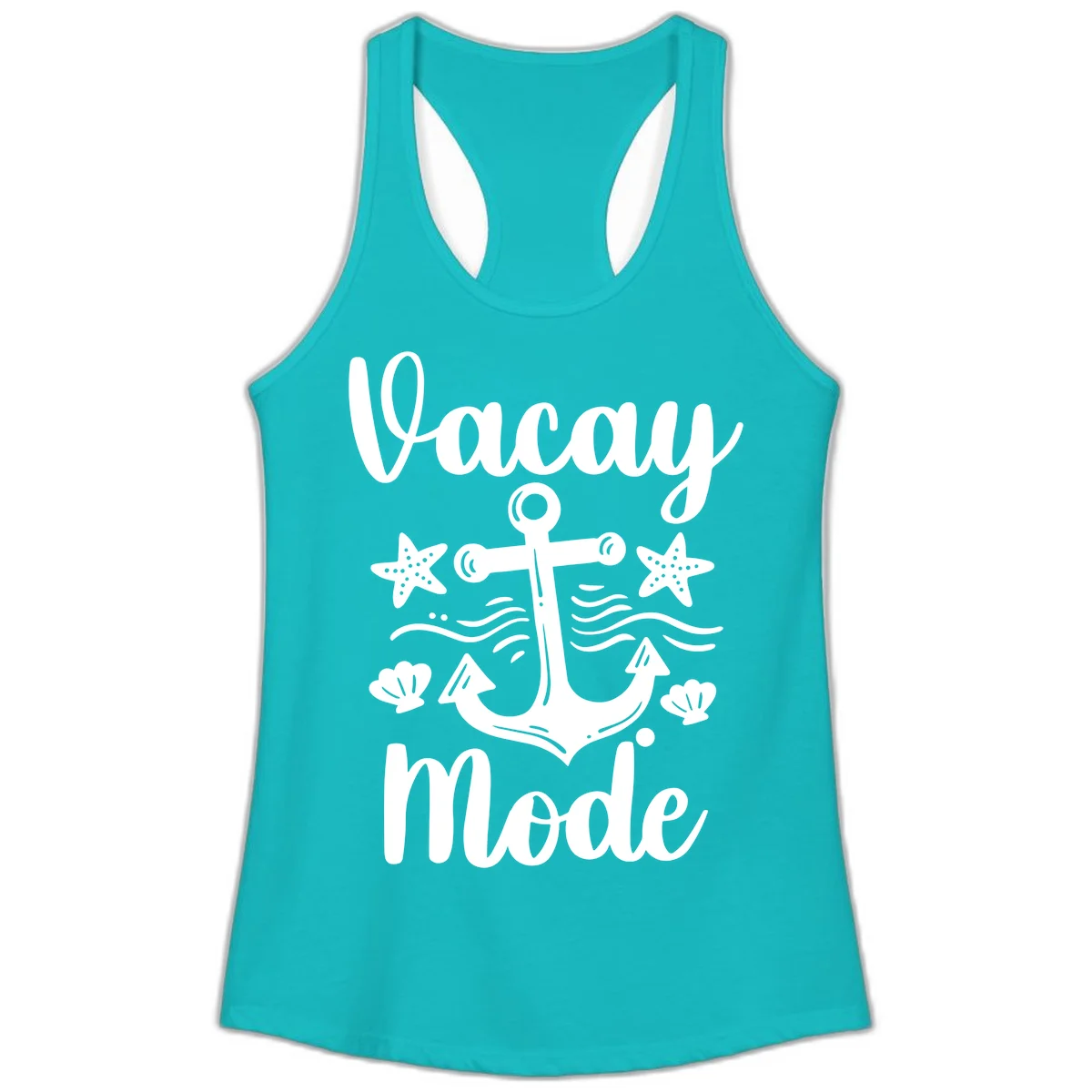 Vacay Mode Anchor Ladies Tank Top in Tahiti Blue
