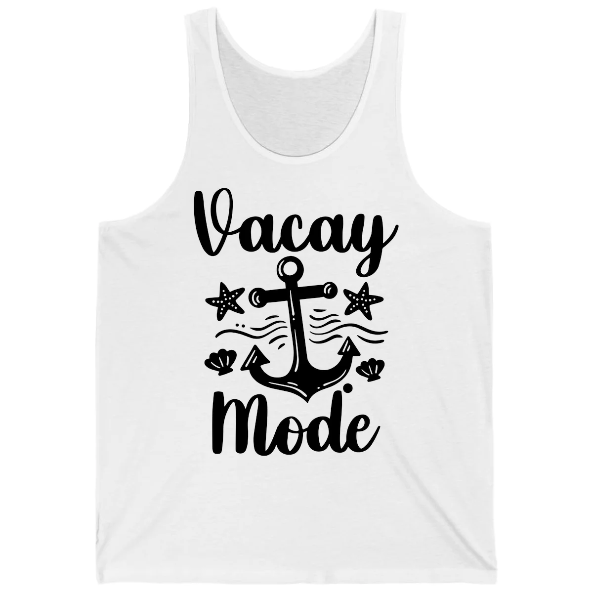 Vacay Mode Anchor Tank Top in White
