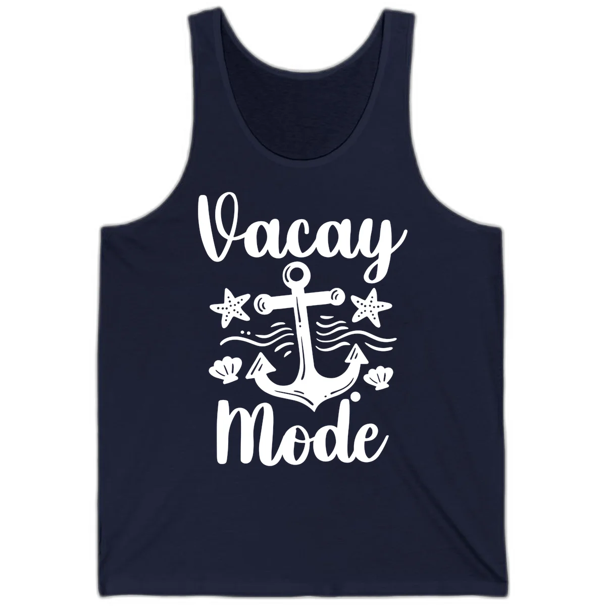 Vacay Mode Anchor Tank Top in Navy
