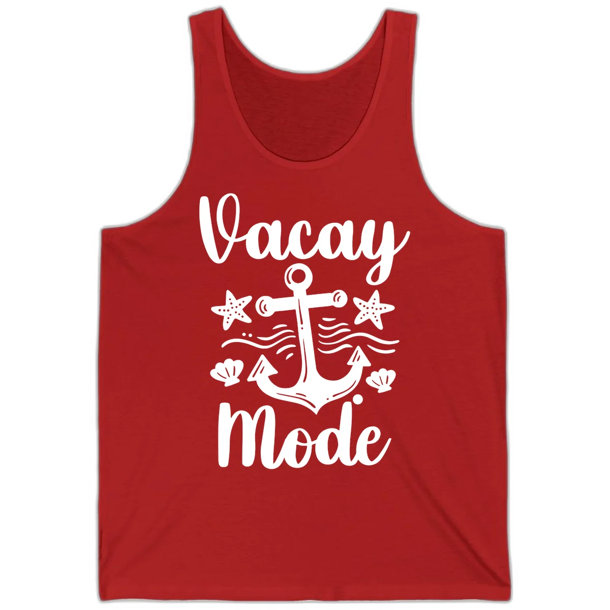 Vacay Mode Anchor Tank Top in Red
