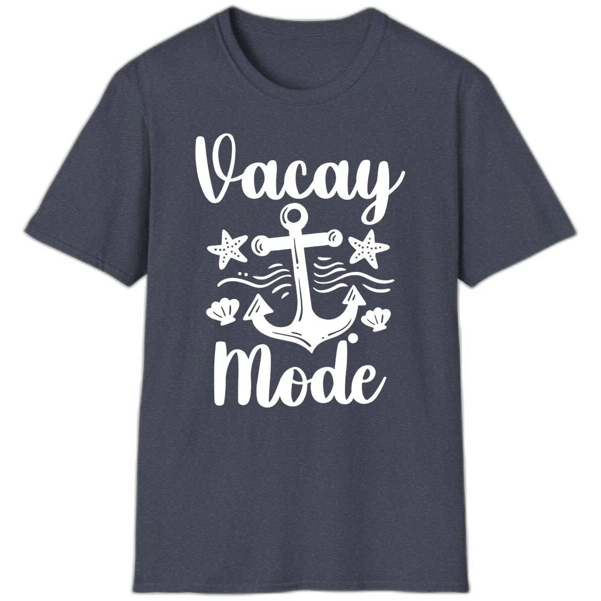 Vacay Mode Anchor T-Shirt in Heather Navy