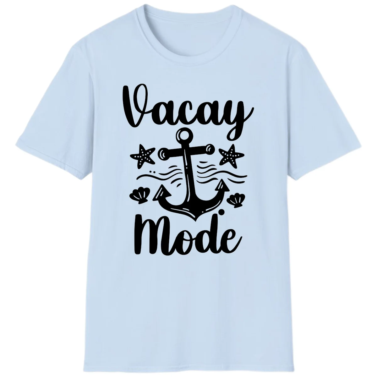 Vacay Mode Anchor T-Shirt in Light Blue