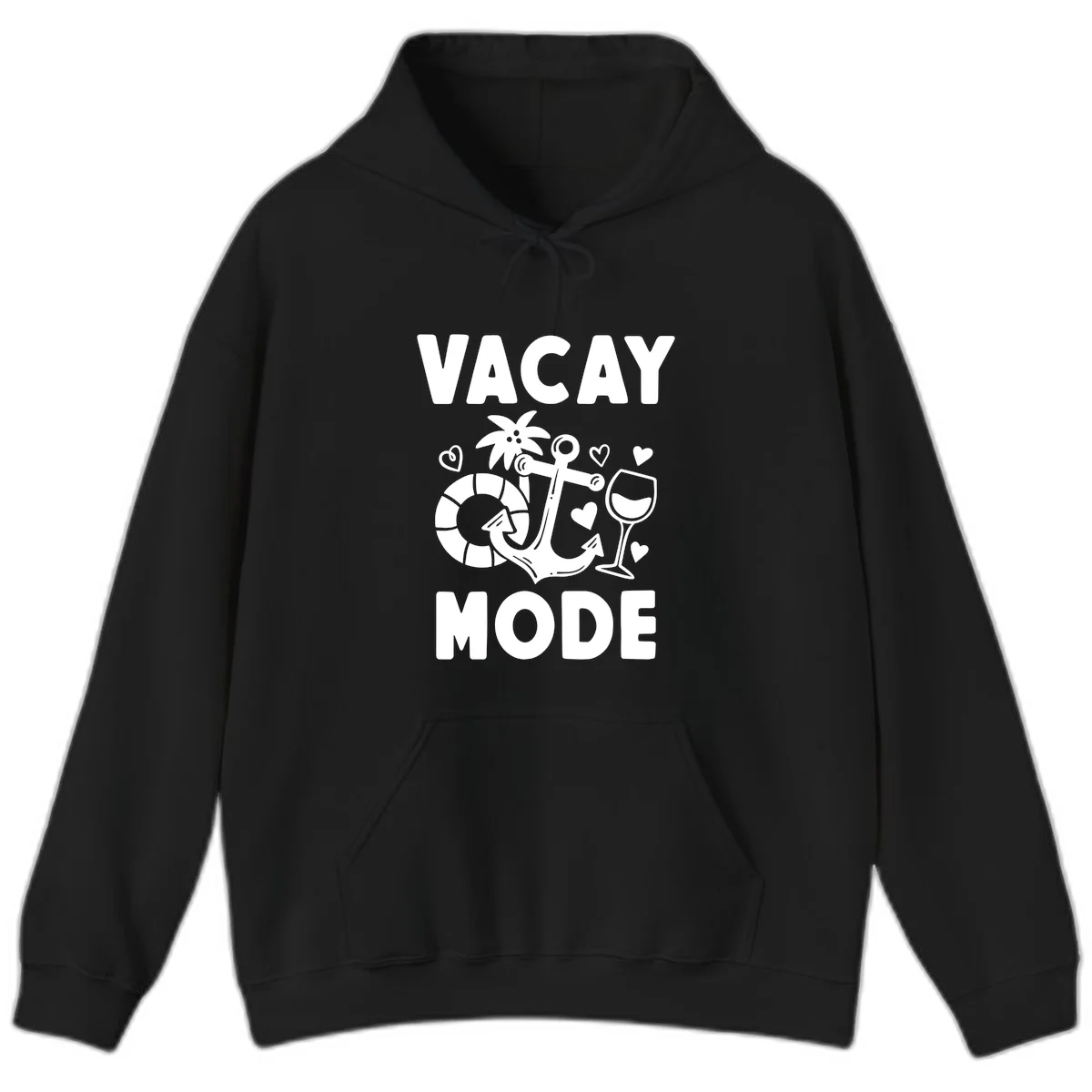 Vacay Mode Anchor Hoodie in Black