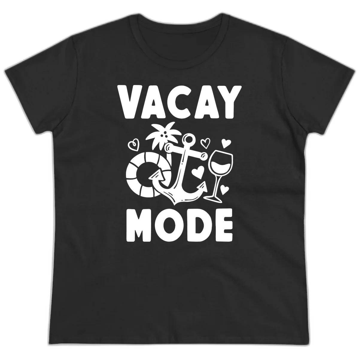 Vacay Mode Anchor Ladies Tee in Black