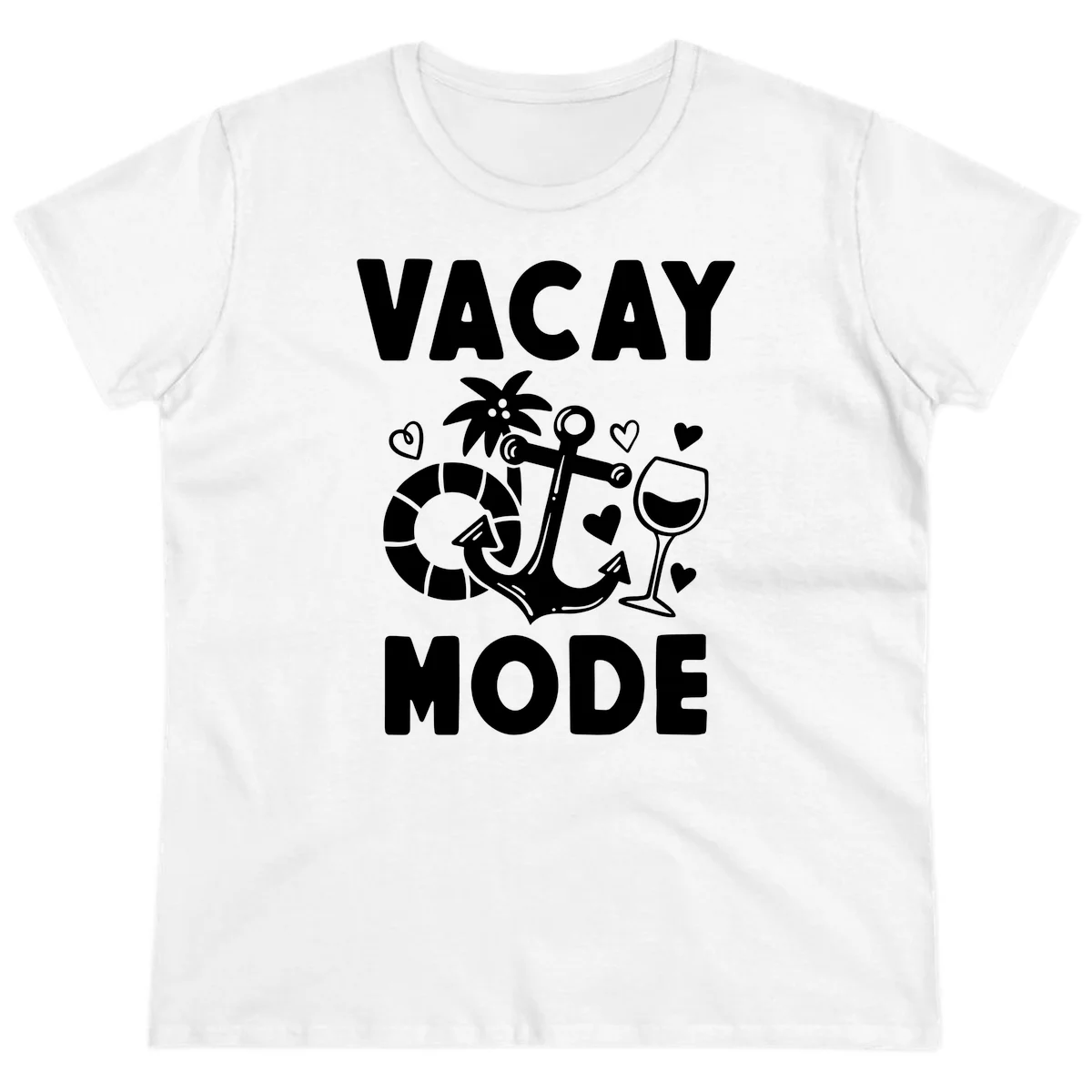 Vacay Mode Anchor Ladies Tee in White