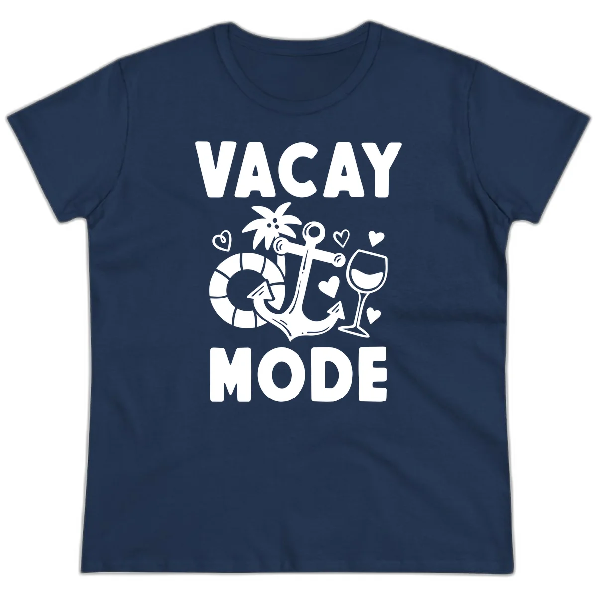 Vacay Mode Anchor Ladies Tee in Navy