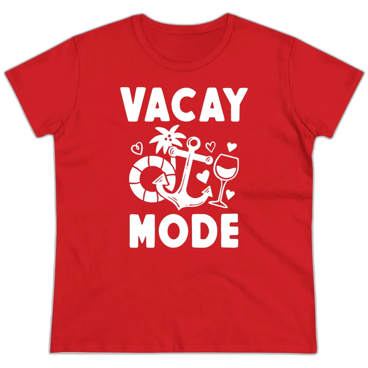 Vacay Mode Anchor Ladies Tee in Red