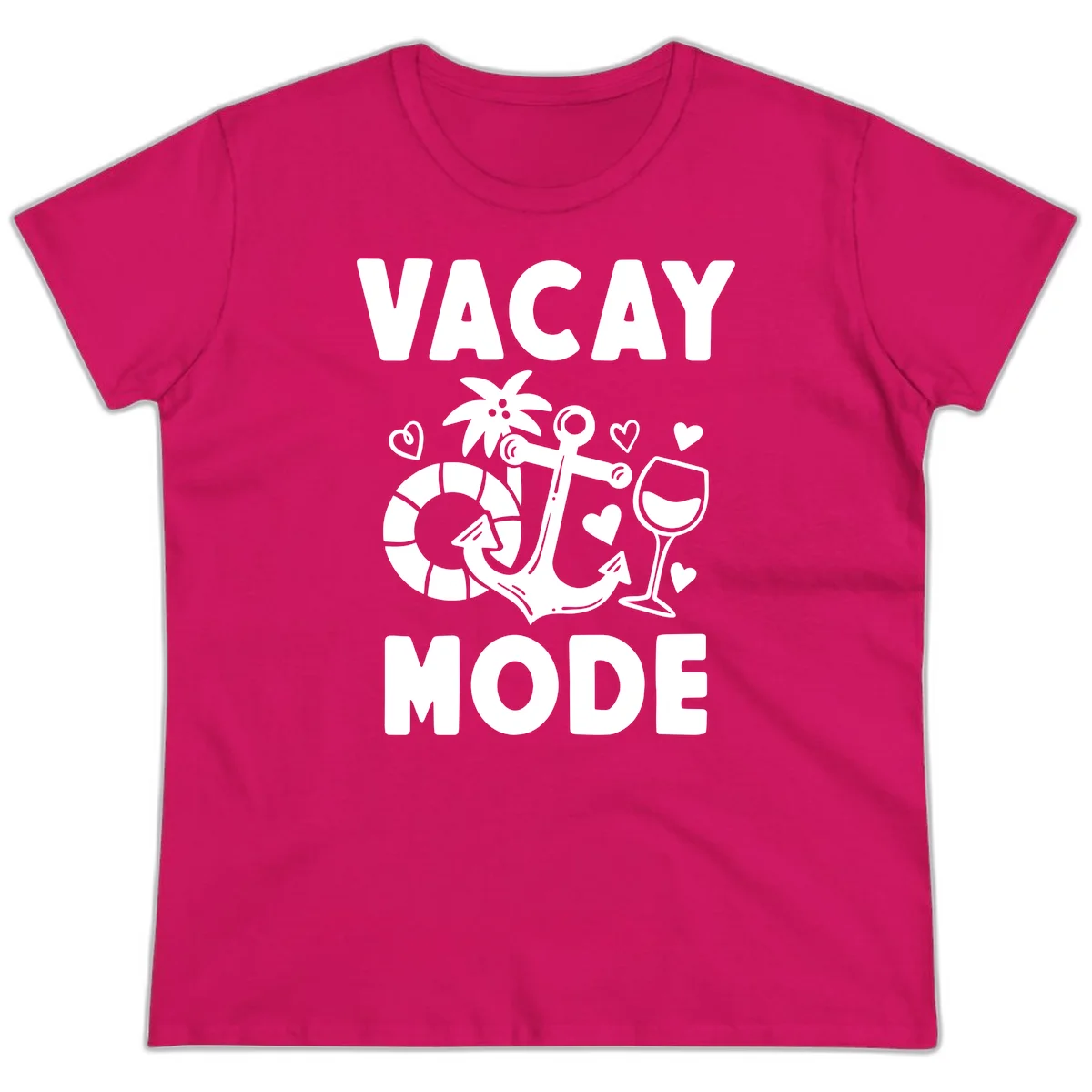 Vacay Mode Anchor Ladies Tee in Heliconia