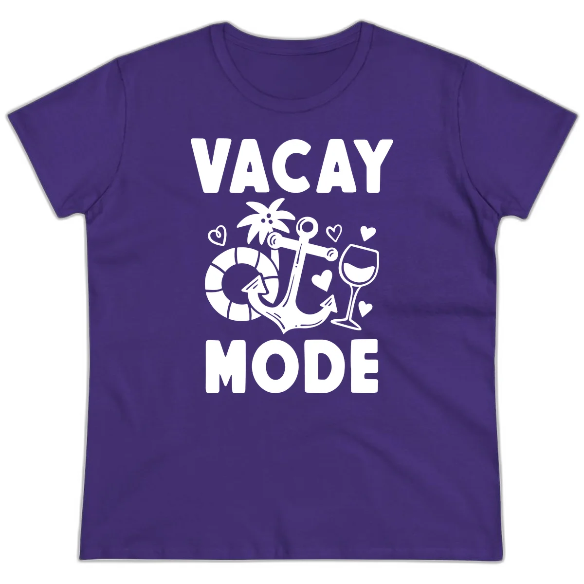 Vacay Mode Anchor Ladies Tee in Purple