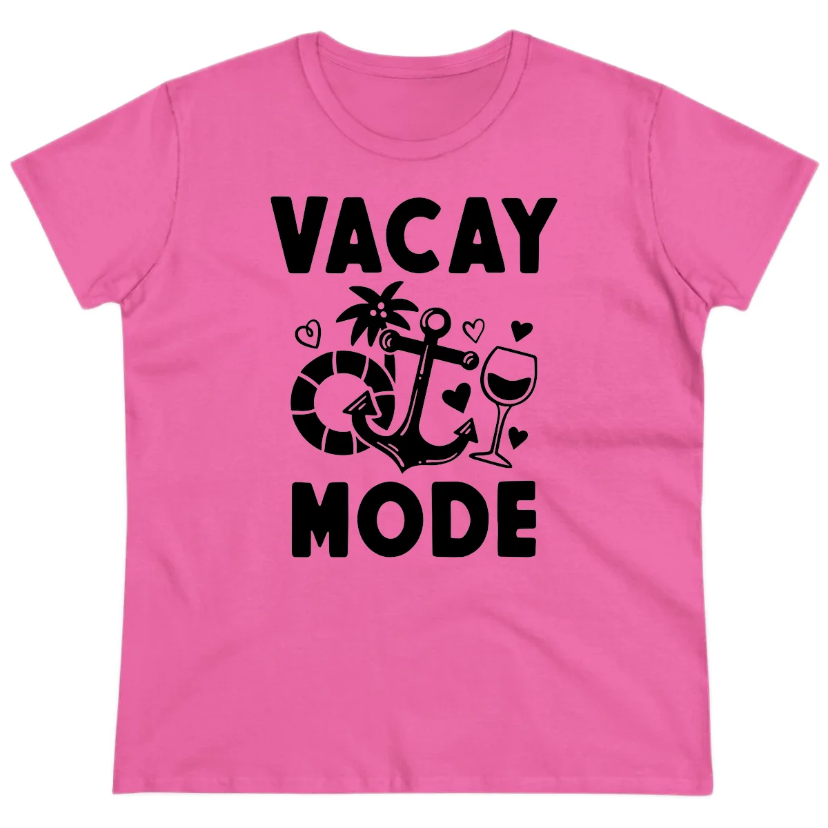 Vacay Mode Anchor Ladies Tee in Azalea