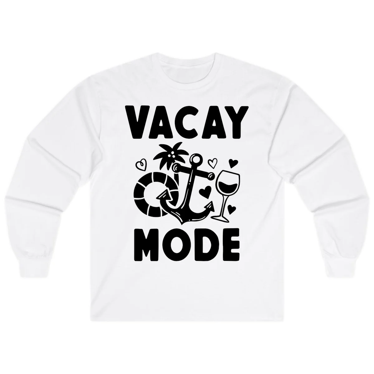 Vacay Mode Anchor Long Sleeve in White