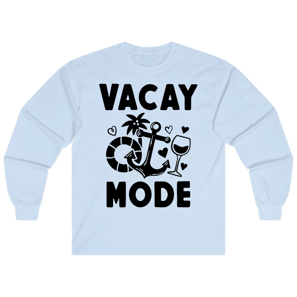 Vacay Mode Anchor Long Sleeve in Light Blue