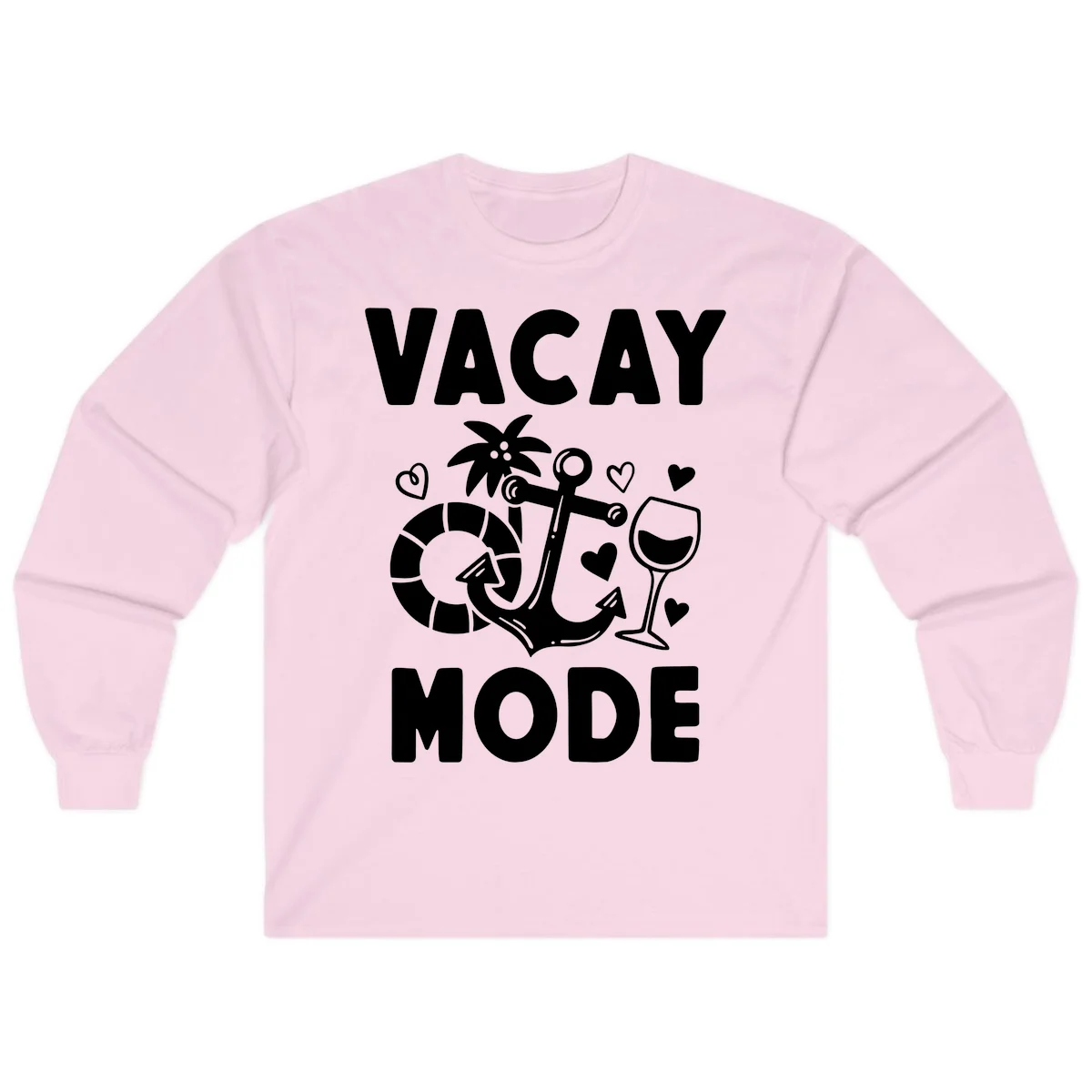 Vacay Mode Anchor Long Sleeve in Light Pink