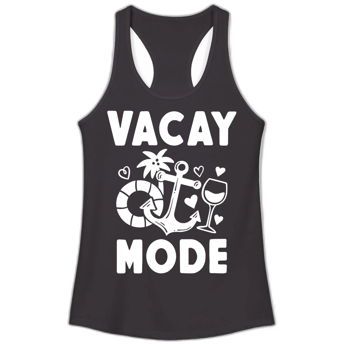 Vacay Mode Anchor Ladies Tank in Black