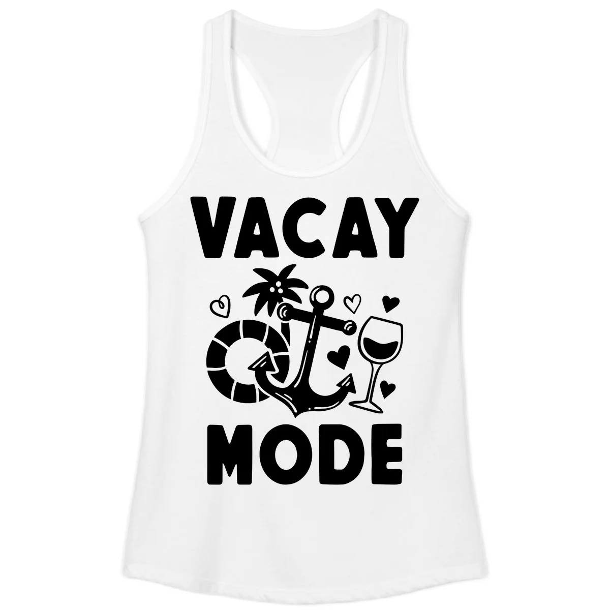 Vacay Mode Anchor Ladies Tank in White