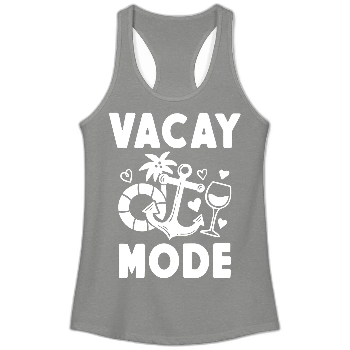 Vacay Mode Anchor Ladies Tank in Heather Grey