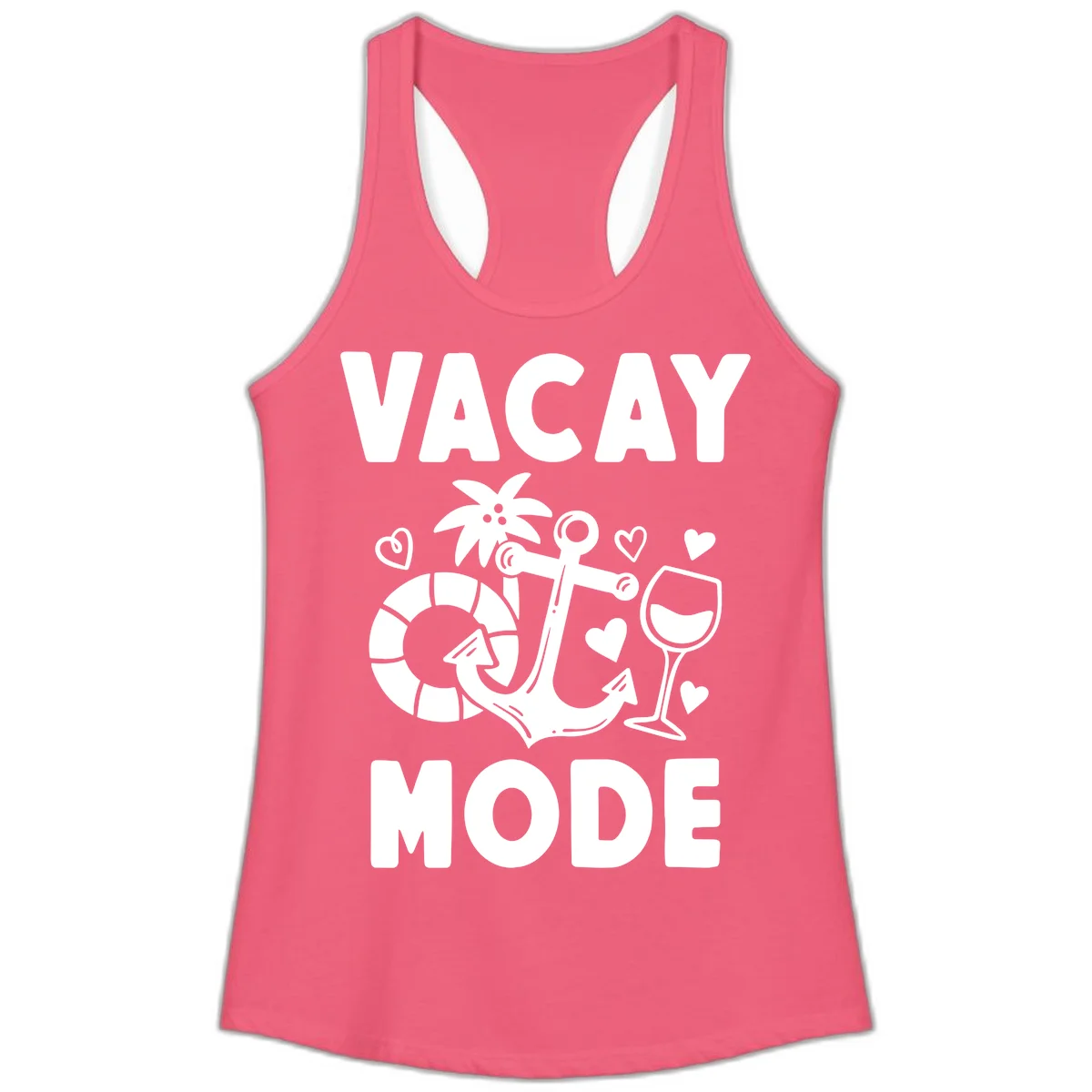 Vacay Mode Anchor Ladies Tank in Hot Pink