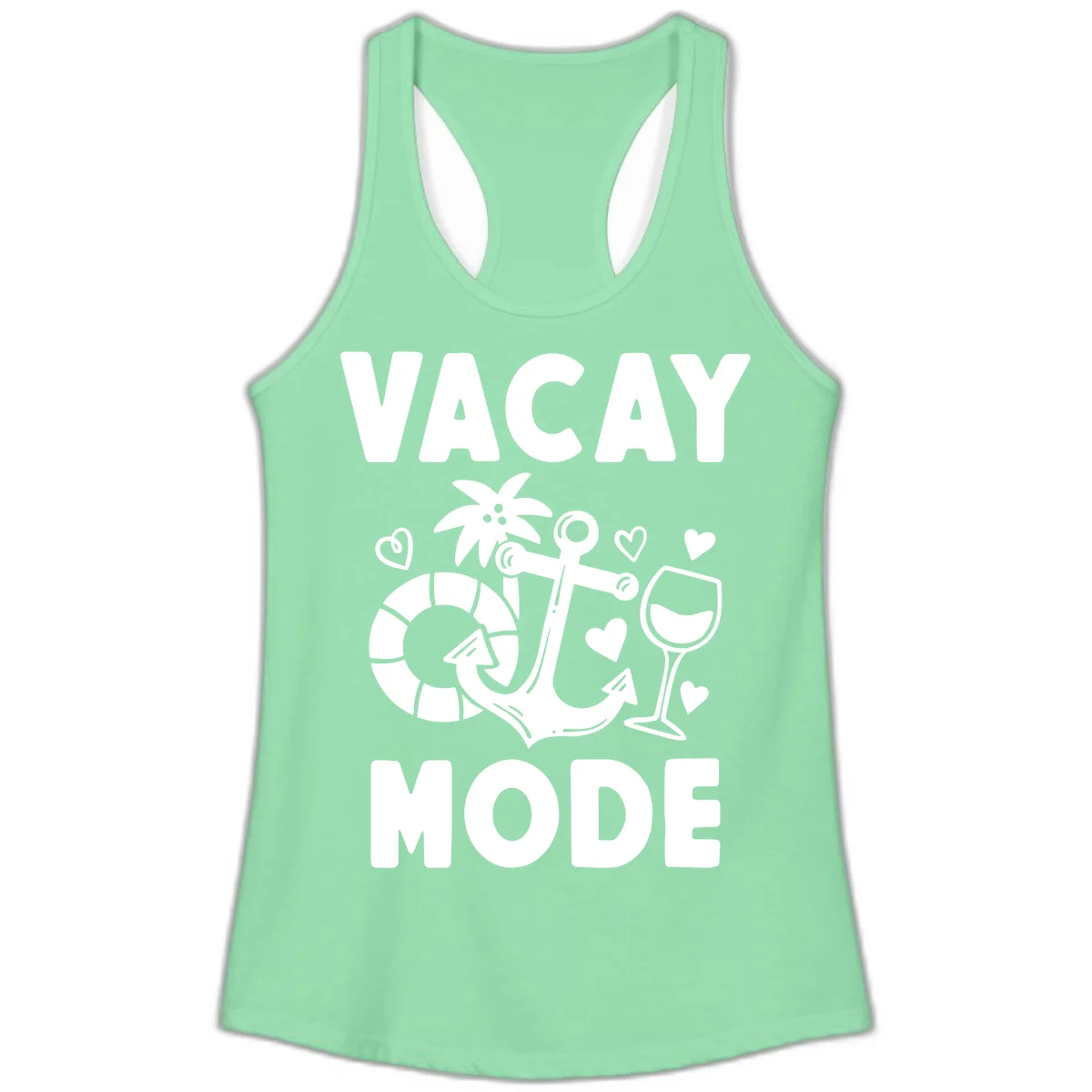 Vacay Mode Anchor Ladies Tank in Solid Mint