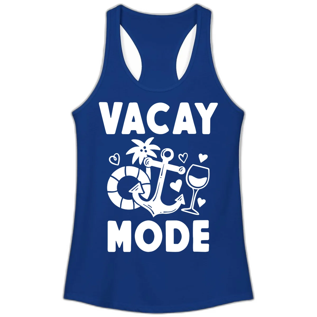 Vacay Mode Anchor Ladies Tank in Solid Royal