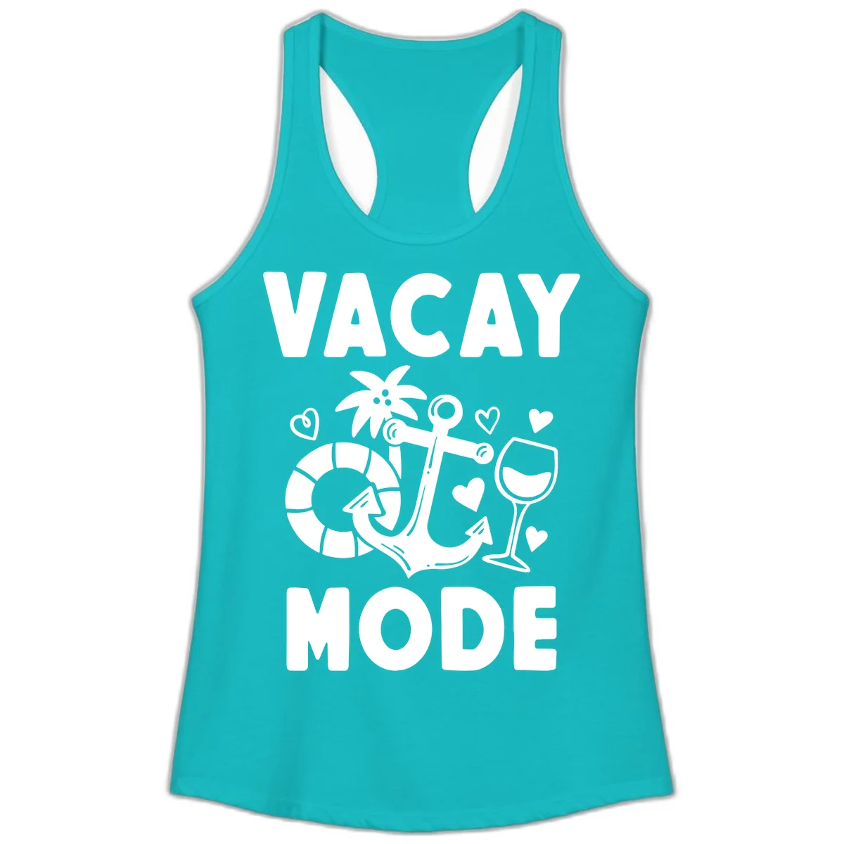 Vacay Mode Anchor Ladies Tank in Tahiti Blue