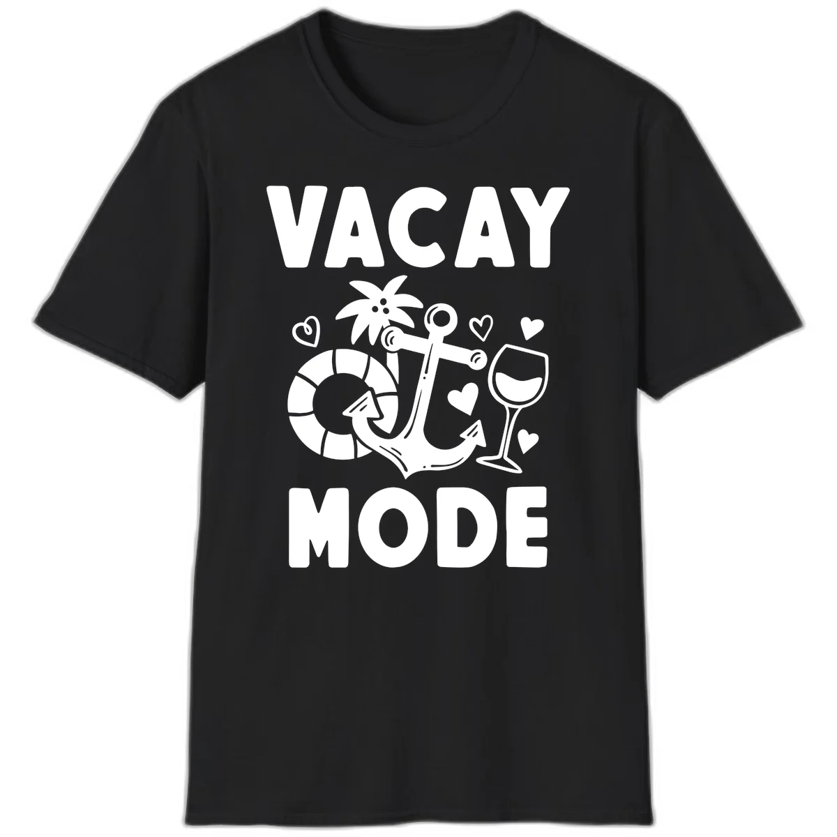 Vacay Mode Anchor T-Shirt in Black