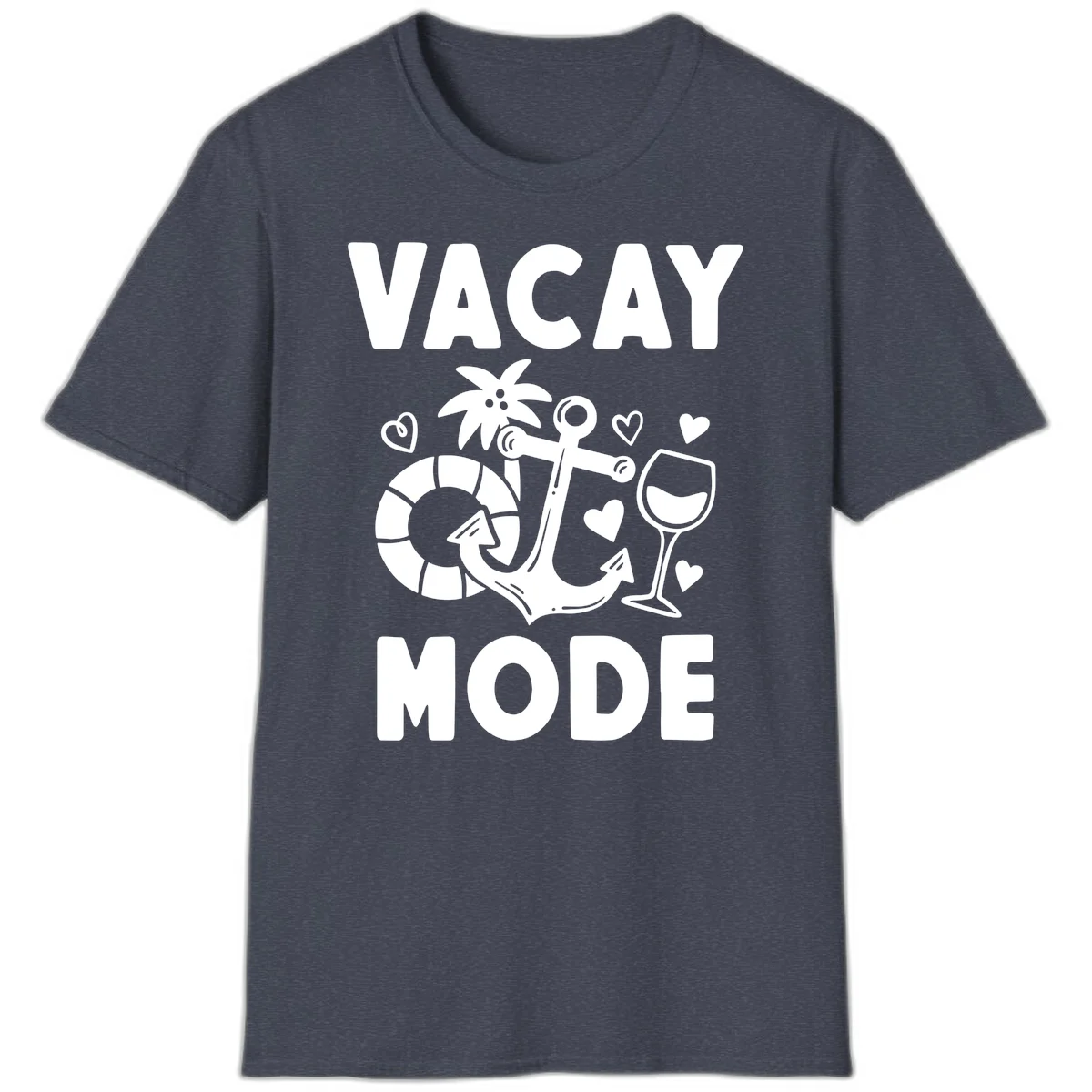 Vacay Mode Anchor T-Shirt in Heather Navy