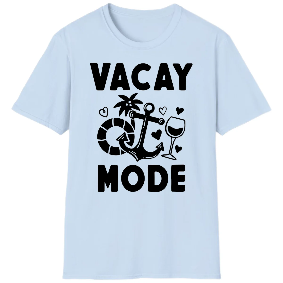 Vacay Mode Anchor T-Shirt in Light Blue