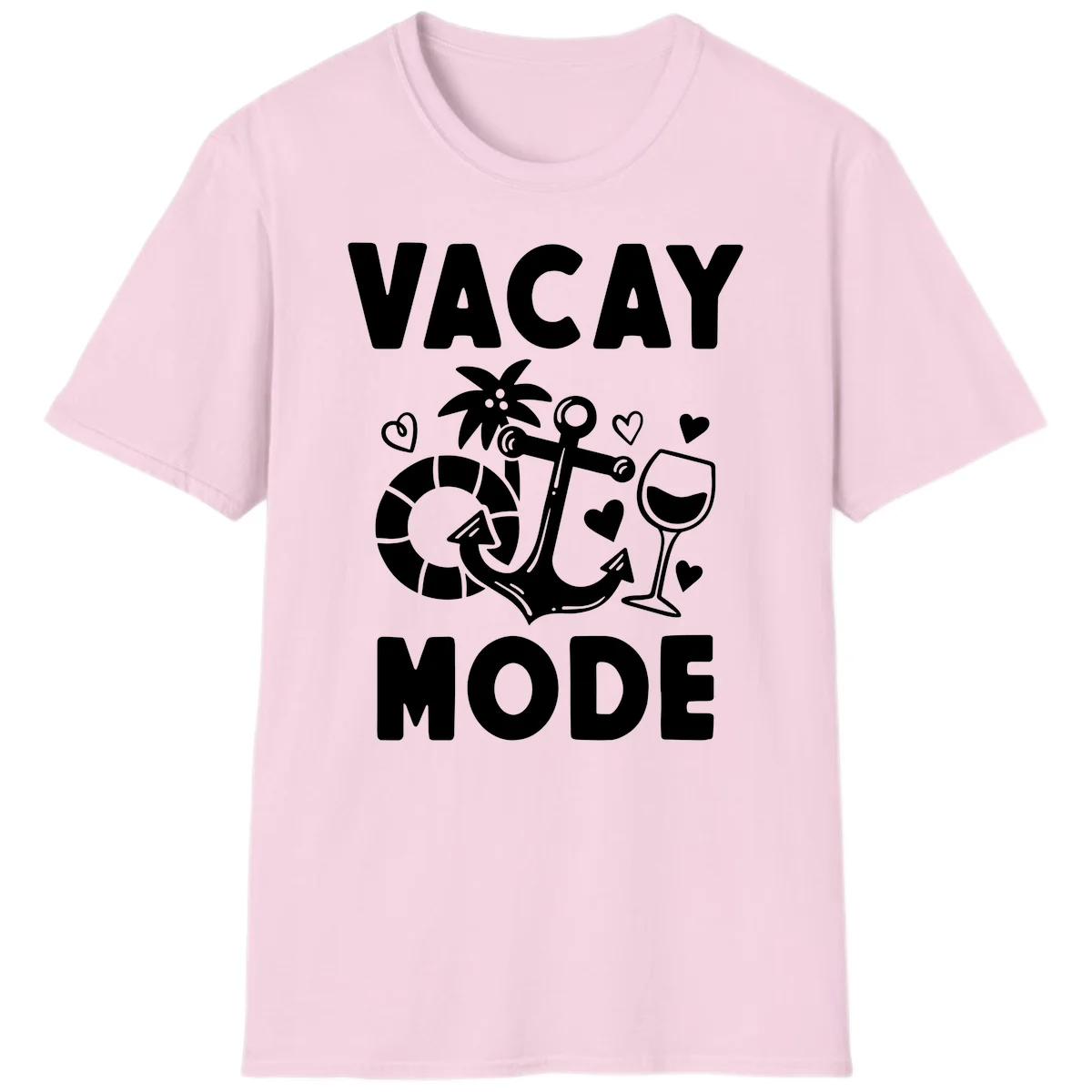 Vacay Mode Anchor T-Shirt in Light Pink