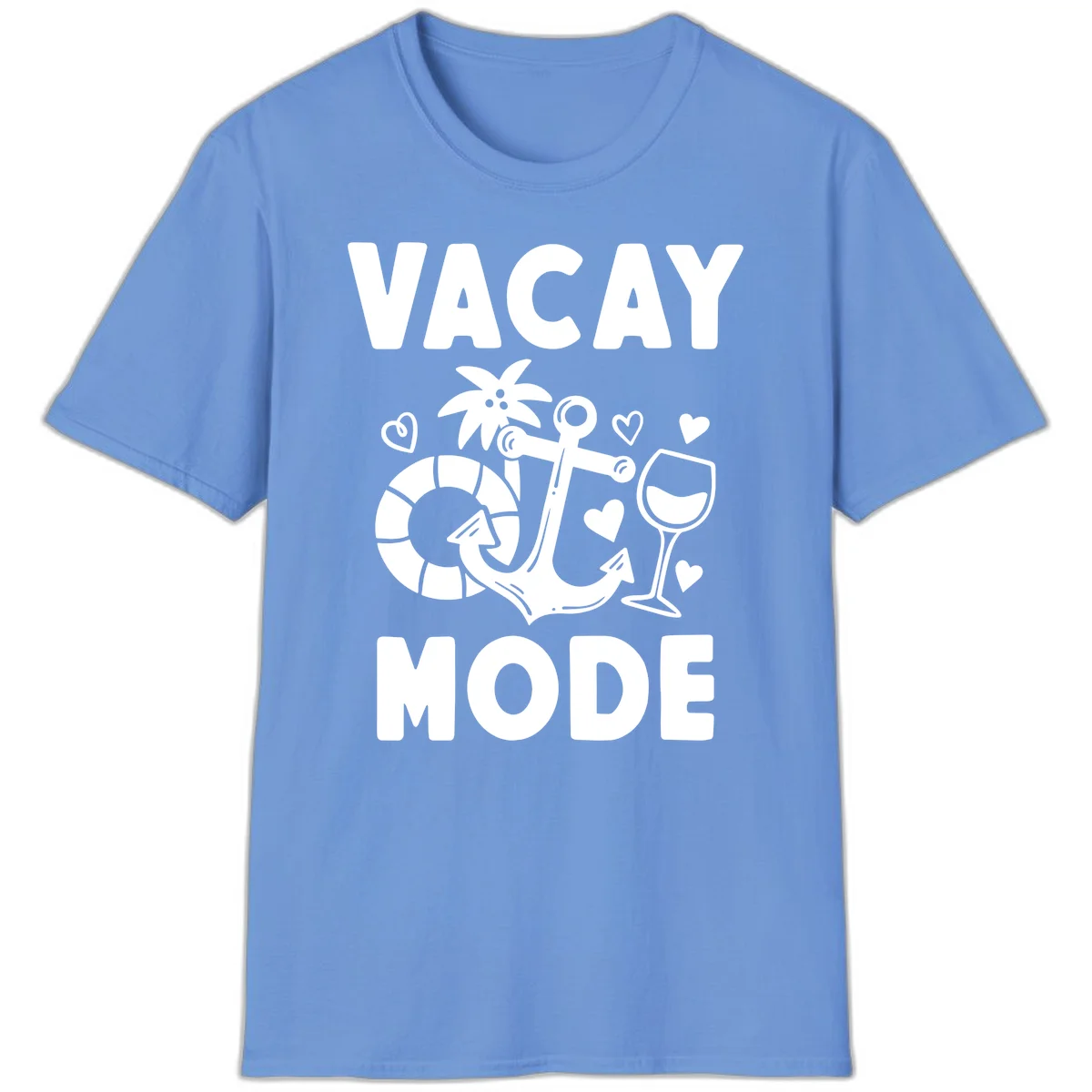 Vacay Mode Anchor T-Shirt in Carolina Blue