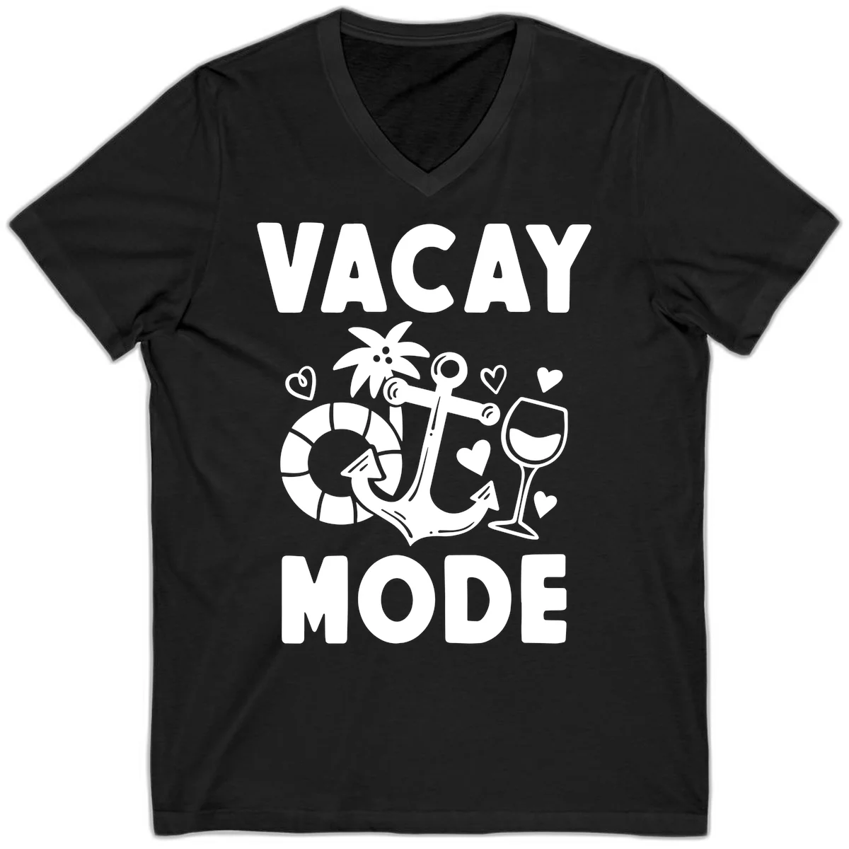 Vacay Mode Anchor V-Neck in Black