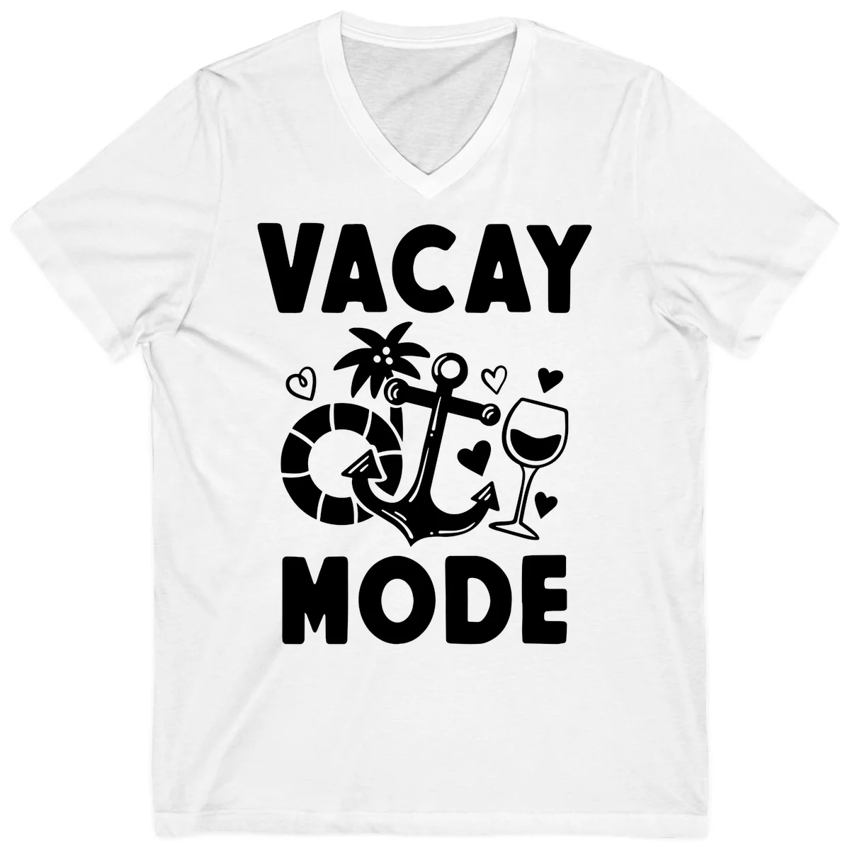 Vacay Mode Anchor V-Neck in White