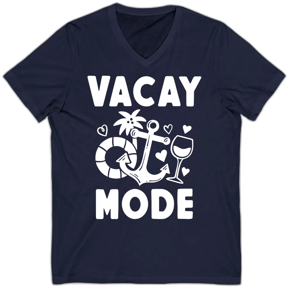 Vacay Mode Anchor V-Neck in Navy