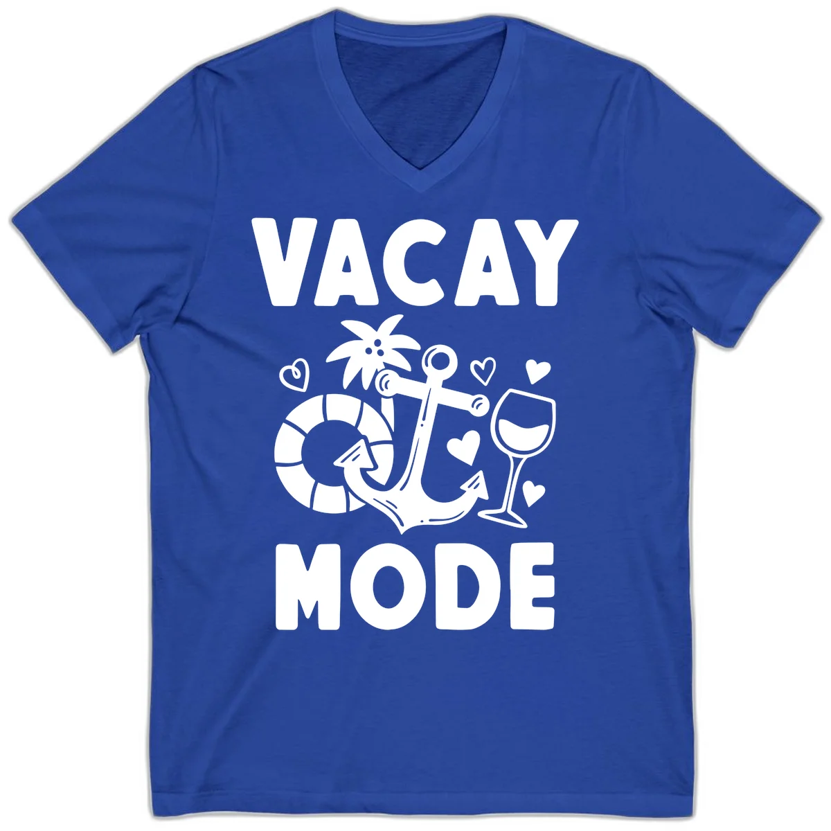 Vacay Mode Anchor V-Neck in True Royal