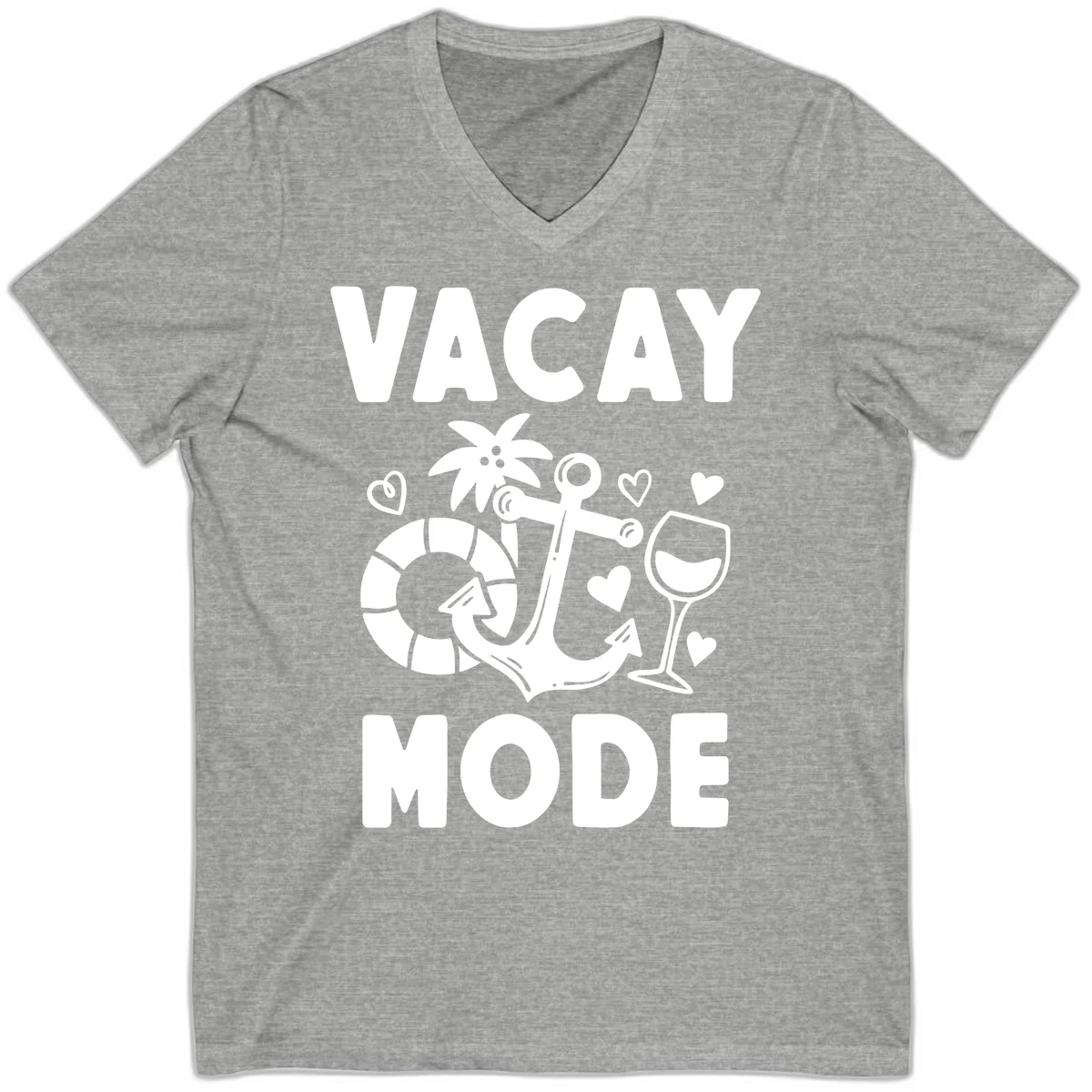 Vacay Mode Anchor V-Neck in Athletic Heather